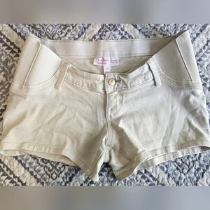 Cream White Maternity Short- Stretch Waist & Side Panels - Isabel Maternity